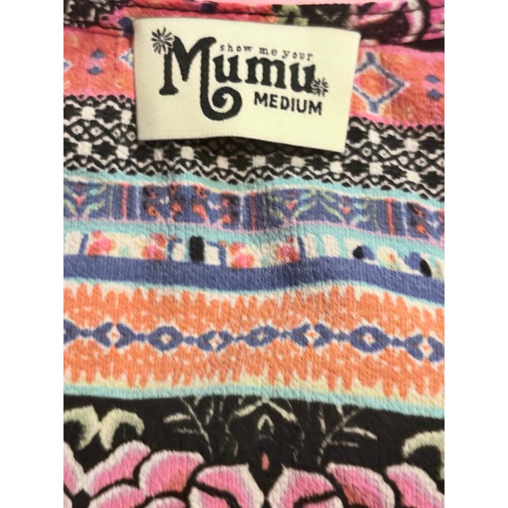 Show Me Your Mumu Medium Multicolor Boho Print Tie-Front Romper - Picture 3 of 5